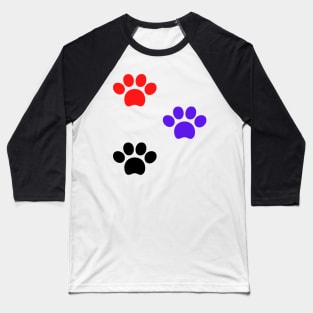 blue red black dog paws design Baseball T-Shirt